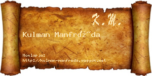 Kulman Manfréda névjegykártya